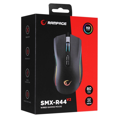 RAMPAGE MYSZ SMX-R44 V2 MACRO BLACK 12800 DPI RGB LED-25726446