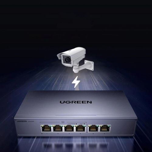 Switch Ugreen przełącznik ethernet 6-Portowy 1Gb/s z PoE - szary-25730998