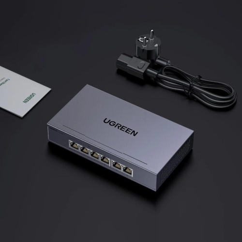 Switch Ugreen przełącznik ethernet 6-Portowy 1Gb/s z PoE - szary-25731003