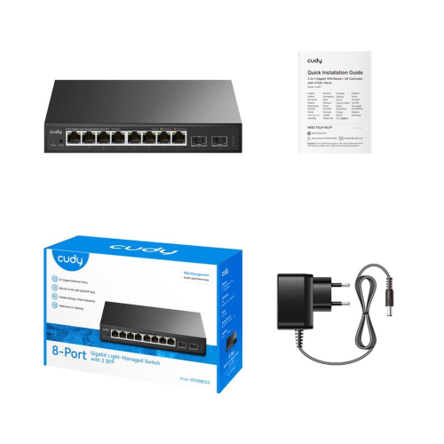 Cudy 8-Port Gigabit Easy-Managed Switch with 2 SFP, GS108ES2 1.0 Zarządzany L2 Gigabit Ethernet (10/100/1000) Czarny-25