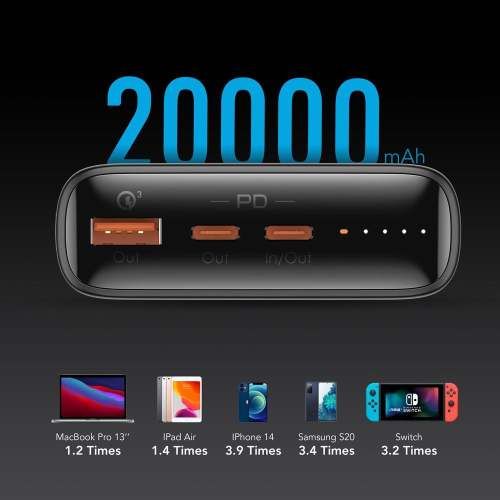 VEGER T100 bank mocy Litowo-jonowa (Li-Ion) 20000 mAh Czarny-25735432