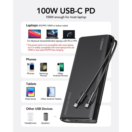 VEGER TC130 bank mocy Litowo-jonowa (Li-Ion) 25000 mAh Czarny-25735516
