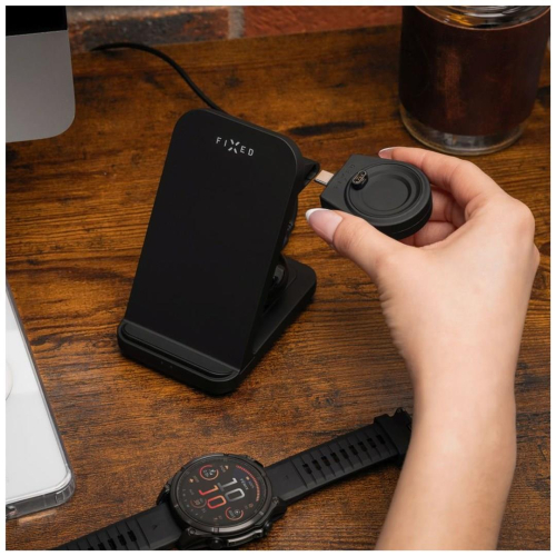 FIXED FIXPOS-GA-BK ładowarka do urządzeń przenośnych Smartwatch, Smartfon, Słuchawki Czarny USB Bezprzewodowe łado