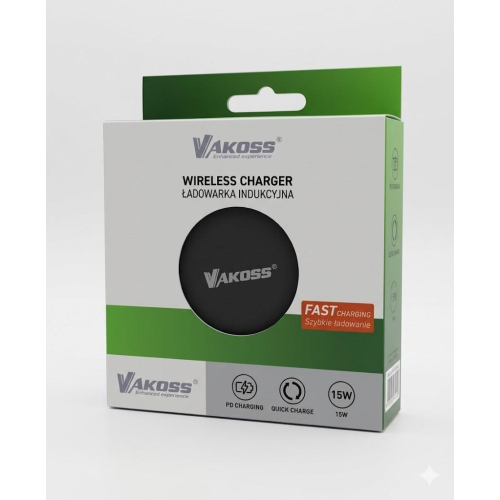 VAKOSS ŁADOWARKA INDUKCYJNA BEZPRZEWODOWA QI 15W MY5316K CZARNY-25735756