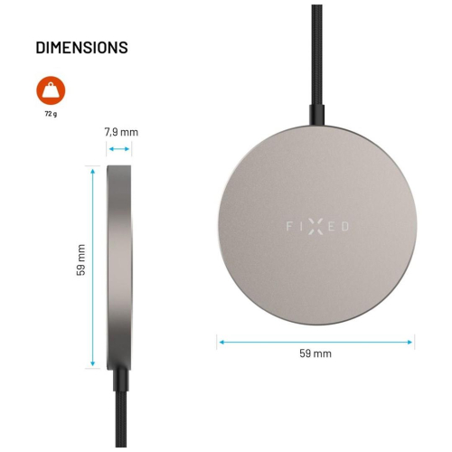 FIXED FIXMPADS-TI ładowarka do urządzeń przenośnych Smartfon Tytan USB Bezprzewodowe ładowanie Szybkie ładowanie W