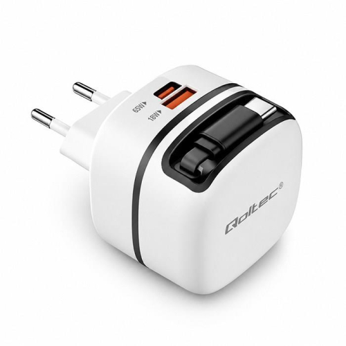 QOLTEC ŁADOWARKA SIECIOWA GAN 65W | USB-C PD PPS | 5-20V | 3-3.25A