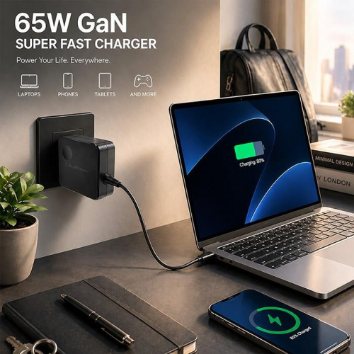 QOLTEC ŁADOWARKA SIECIOWA GAN 65W | USB-C PD PPS | 5-21V | 3-3.25A-25735968