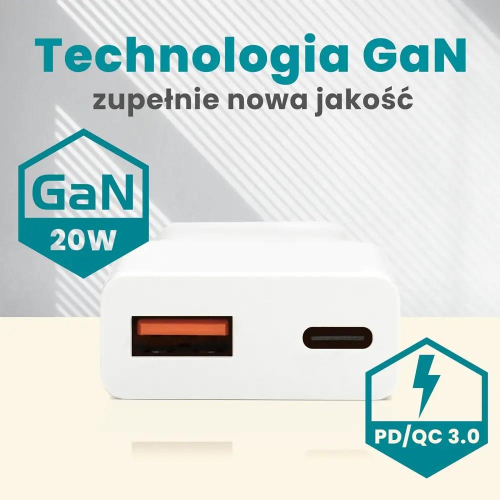 EVERACTIVE ŁADOWARKA SIECIOWA 1 X USB, 1 X USB-C QUICK CHARGE 3.0 20W SUPER SLIM BIAŁA SC-340Q-25735981