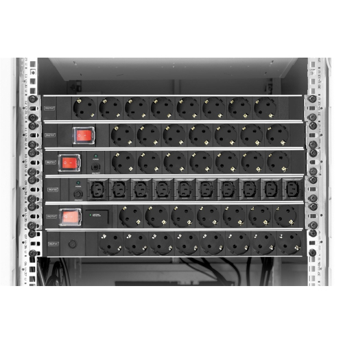 Digitus Listwa zasilająca PDU 19" Rack, 7x gniazdo schuko, 2.0m, 1x wtyk unischuko, 16A, wł./wył., zabezpieczenie przepięciowe, profil aluminiowy