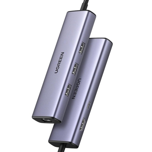 HUB Ugreen CM512 15598 6w1 USB-C - 3x USB-A 3.0 / HDMI / RJ45 / USB-C PD - szary-25756165