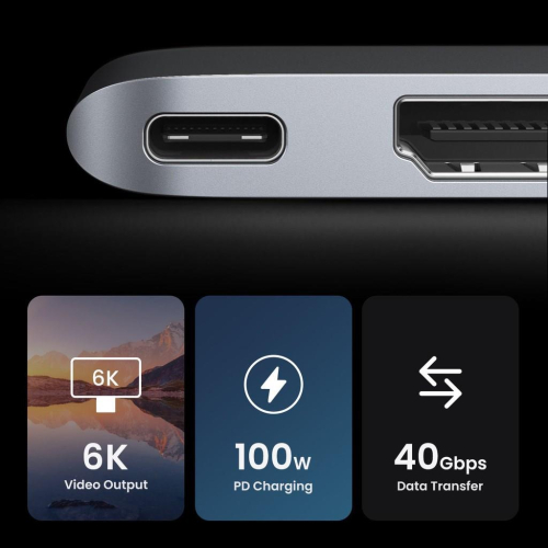 HUB Ugreen CM380 2xUSB C - HDMI/2xUSB 3.0/SDTF/USB C PD - szary-25756179
