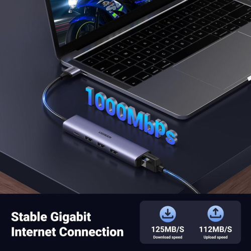 Ugreen 60554 stacja dokująca Przewodowa USB 3.2 Gen 1 (3.1 Gen 1) Type-C Szary-25756208