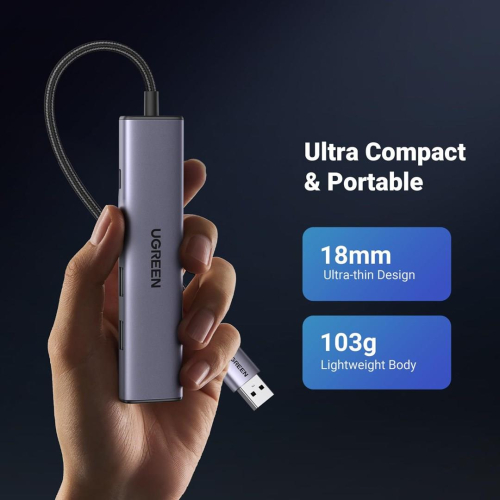 Ugreen 60554 stacja dokująca Przewodowa USB 3.2 Gen 1 (3.1 Gen 1) Type-C Szary-25756209