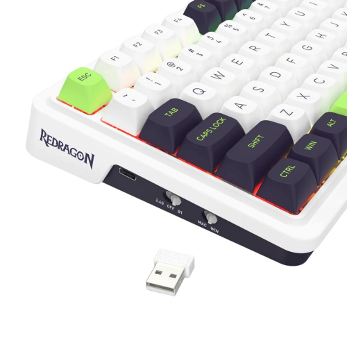 REDRAGON K686WBG-RGB-MAX Eisa Max klawiatura USB + RF Wireless + Bluetooth Biały, Czarny-25756530