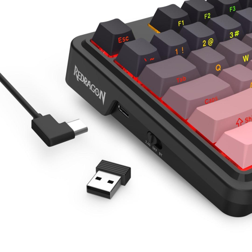 REDRAGON K728SP-RGB-PRO Antonium Pro klawiatura USB + RF Wireless + Bluetooth Czarny, Różowy-25756651