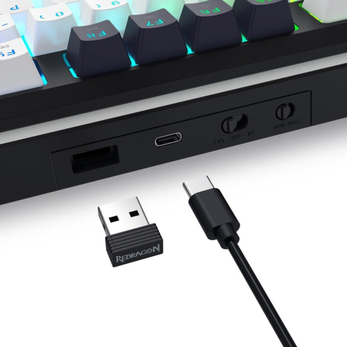 REDRAGON K746WB-RGB-PRO klawiatura USB + RF Wireless + Bluetooth Czarny-25756826