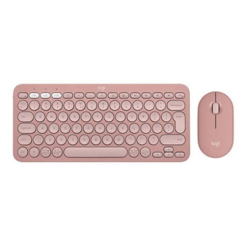 Logitech Pebble 2 Combo klawiatura Dołączona myszka Uniwersalne RF Wireless + Bluetooth QWERTY Amerykański międzynarodowy Różowy