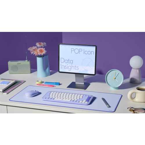 Logitech Pop Icon Combo klawiatura Dołączona myszka Uniwersalne Bluetooth QWERTY Turecki Liliowy, Biały-25757067