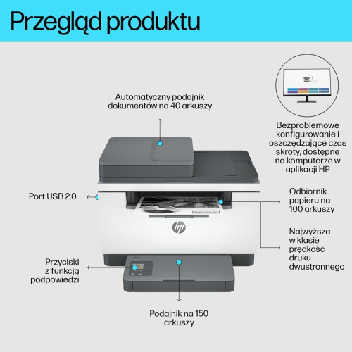 HP LaserJet M234sdn Multifunction Czerń i biel Drukarka, Tylko Ethernet; Kopiarka, skaner-25759226