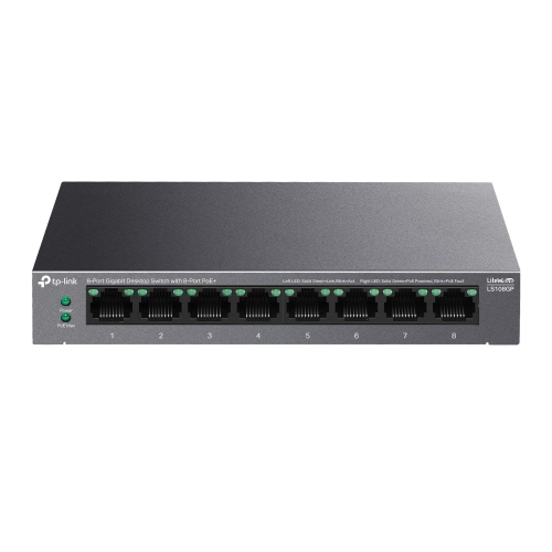 TP-Link LiteWave LS108GP przełącznik sieciowy Nie zarządzany Gigabit Ethernet (10/100/1000) Obsługa PoE Czarny