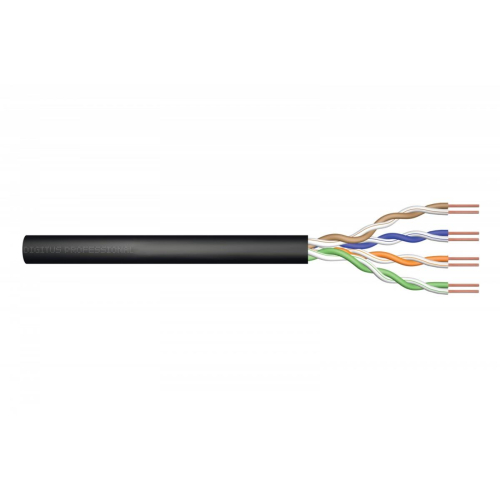 Kabel instalacyjny zewnętrzny żelowany kat.5e, U/UTP, AWG 24/1, PE, 100m, czarny