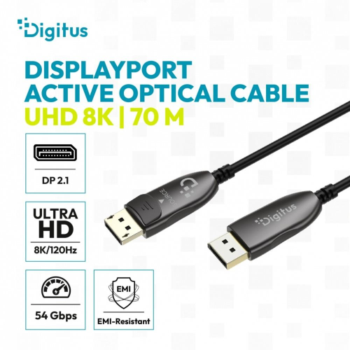 Kabel połączeniowy hybrydowy DisplayPort AOC DP-DP M/M DP 2.1 8K@120Hz 54Gbps UHBR13.5, 4K@240Hz, z zatrzaskami, czarn