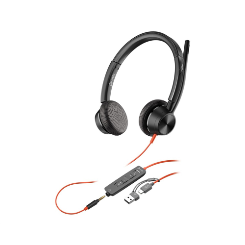 Poly Blackwire 3325 Stereo Microsoft Teams Certified USB-C Headset +3.5mm Plug +USB-C/A Adapter-25953319