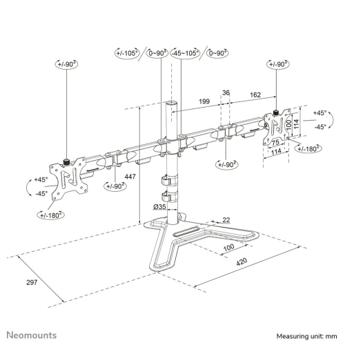 Neomounts DS45-600BL2 uchwyt / stojak do monitorów 81,3 cm (32