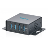 HUB przemysłowy kompaktowy 4-portowy USB 3.2 Gen1 5Gbit/s, 4x USB-A, host USB-C, metal IP30, porty przykręcane, zasilanie DC/terminal, ESD