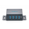 HUB przemysłowy kompaktowy 4-portowy USB 3.2 Gen1 5Gbit/s, 4x USB-A, host USB-C, metal IP30, porty przykręcane, zasila
