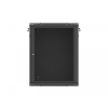 Szafa instalacyjna rack wisząca 19 cali 15U 600x600 czarna drzwi perforowane (flat pack)