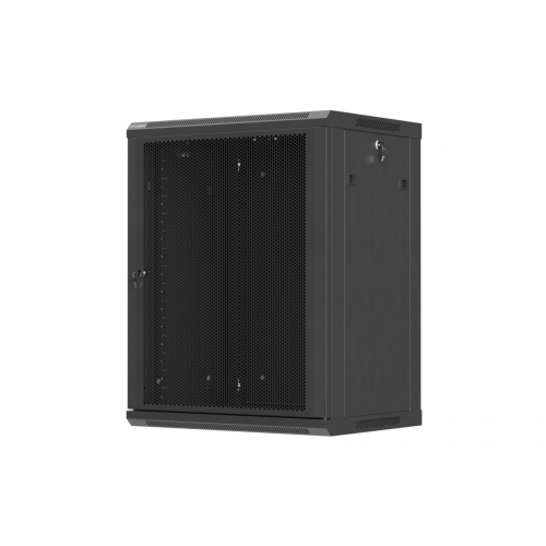 Szafa instalacyjna rack wisząca 19 cali 15U 600x450 czarna drzwi perforowane (flat pack)-26097782
