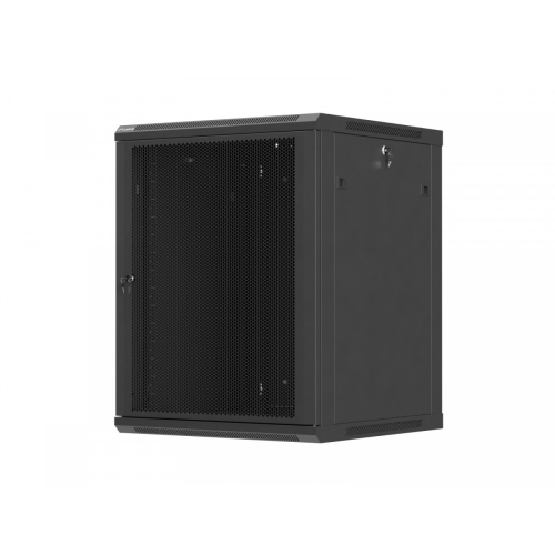 Szafa instalacyjna rack wisząca 19 cali 15U 600x600 czarna drzwi perforowane (flat pack)-26097796