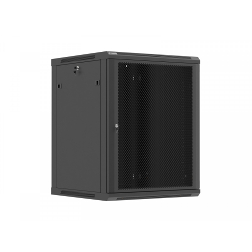 Szafa instalacyjna rack wisząca 19 cali 15U 600x600 czarna drzwi perforowane (flat pack)-26097797
