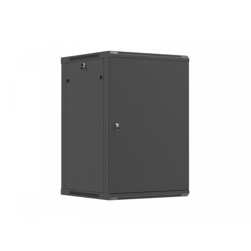 Szafa instalacyjna rack wisząca 19 cali 18U 600x600 czarna drzwi metalowe (flat pack)-26097811