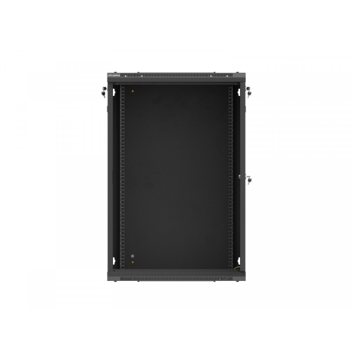 Szafa instalacyjna rack wisząca 19 cali 18U 600x600 czarna drzwi metalowe (flat pack)-26097821