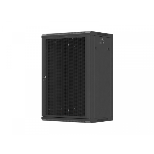 Szafa instalacyjna rack wisząca 19 cali 18U 600x450 czarna drzwi perforowane (flat pack)-26097824