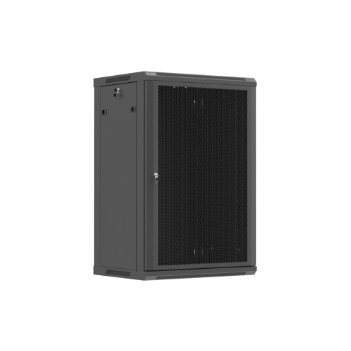 Szafa instalacyjna rack wisząca 19 cali 18U 600x450 czarna drzwi perforowane (flat pack)-26097825