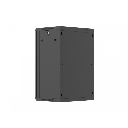 Szafa instalacyjna rack wisząca 19 cali 18U 600x450 czarna drzwi perforowane (flat pack)-26097831