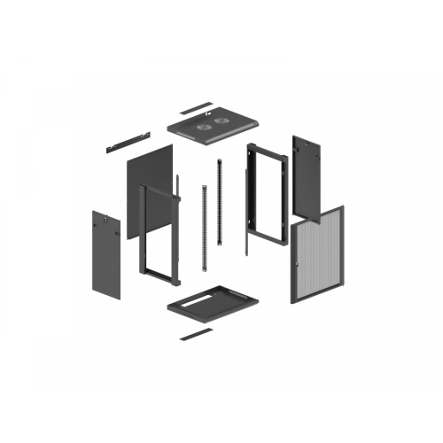 Szafa instalacyjna rack wisząca 19 cali 18U 600x450 czarna drzwi perforowane (flat pack)-26097834