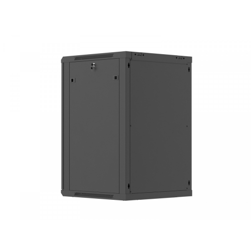 Szafa instalacyjna rack wisząca 19 cali 18U 600x600 czarna drzwi perforowane (flat pack)-26097845