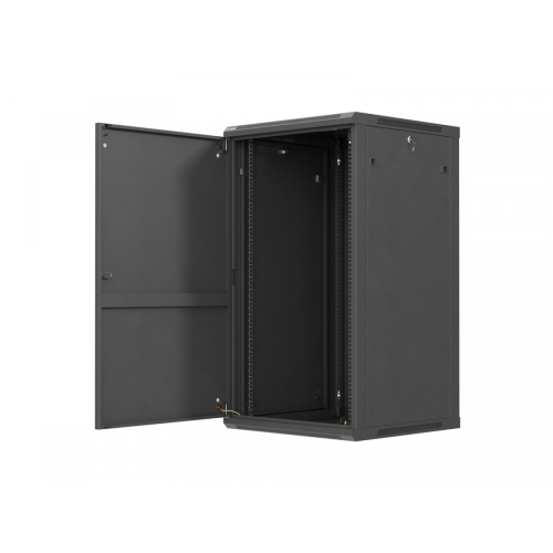 Szafa instalacyjna rack wisząca 19 cali 22U 600x600 czarna drzwi metalowe (flack pack)-26097855
