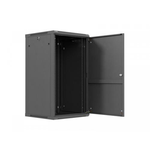 Szafa instalacyjna rack wisząca 19 cali 22U 600x600 czarna drzwi metalowe (flack pack)-26097856