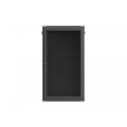 Szafa instalacyjna rack wisząca 19 cali 22U 600x450 czarna drzwi perforowane (flat pack)