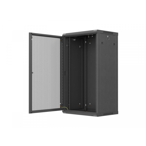 Szafa instalacyjna rack wisząca 19 cali 22U 600x450 czarna drzwi perforowane (flat pack)-26097869