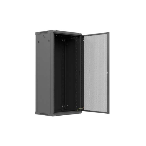 Szafa instalacyjna rack wisząca 19 cali 27U 600x450 czarna drzwi perforowane (flat pack)-26097916