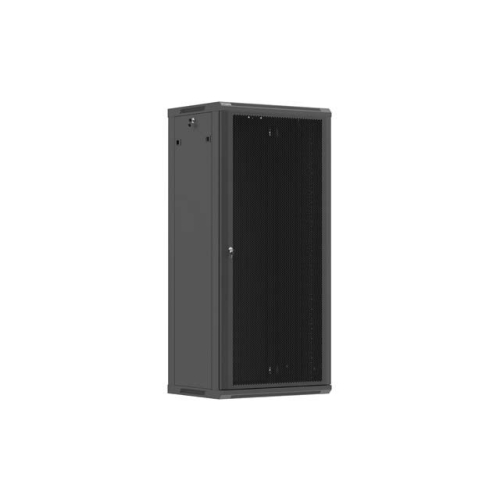 Szafa instalacyjna rack wisząca 19 cali 27U 600x600 czarna drzwi perforowane (flat pack)