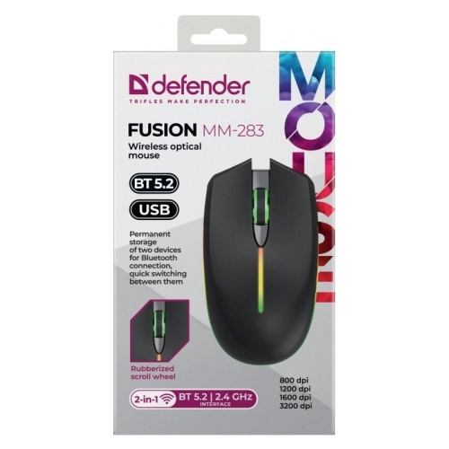 DEFENDER MYSZ BEZPRZEWODOWA FUSION MM-283 RF AKUMULATOROWA CZARNA 52283-26515758