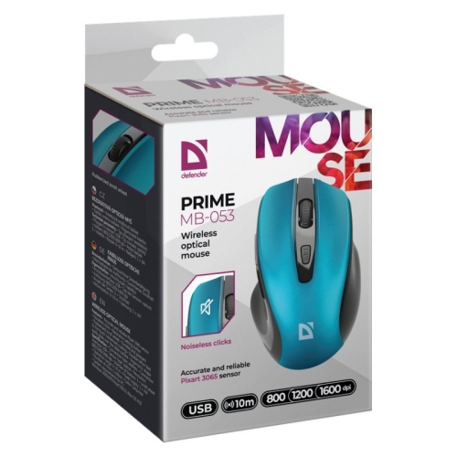 DEFENDER MYSZ BEZPRZEWODOWA PRIME MB-053 RF SILENT CLICK TURKUSOWA 52054-26515763