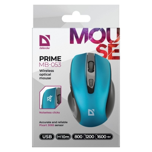 DEFENDER MYSZ BEZPRZEWODOWA PRIME MB-053 RF SILENT CLICK TURKUSOWA 52054-26515765